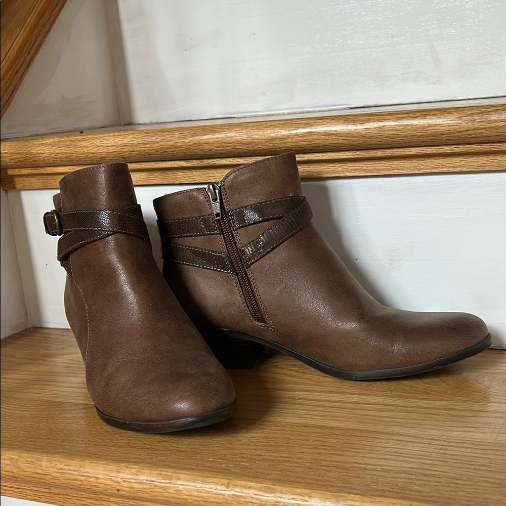 Kim Rogers Brown Ankle Booties with Buckle Detail
